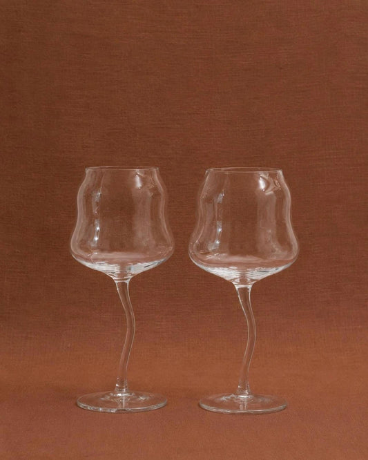 Handmade Wavy Wine Glasses